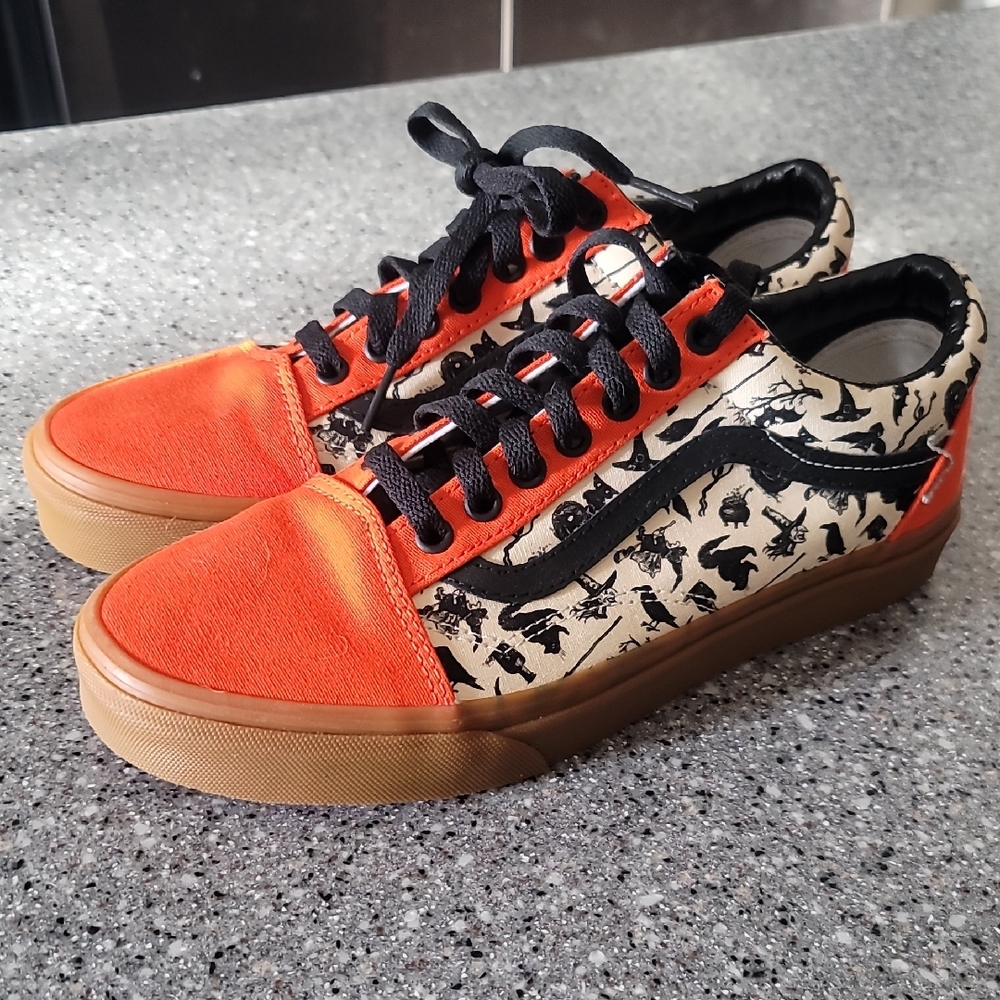 Vans Kids' Orange and Black Graphic Sneakers